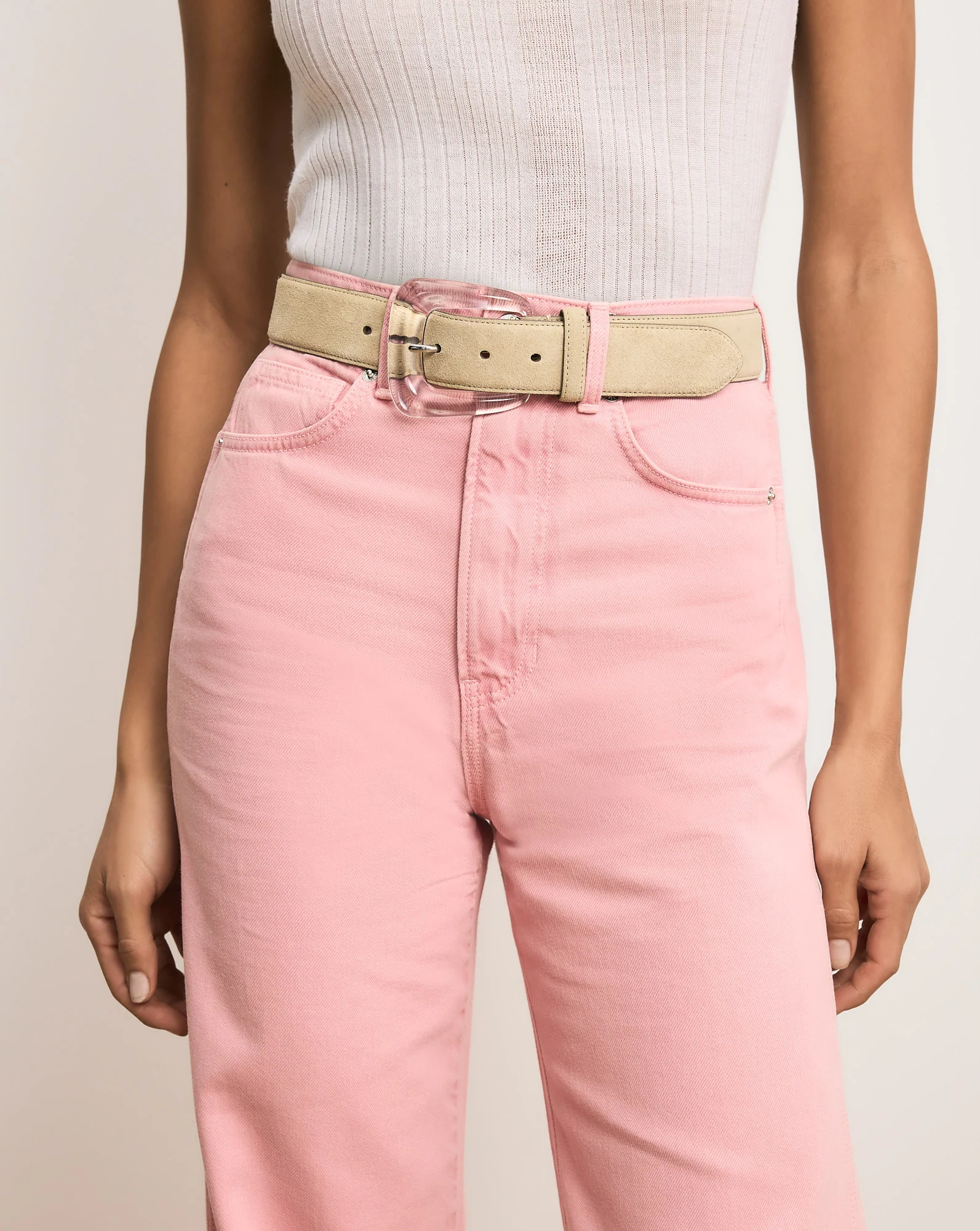 Arch Resin-Buckle Suede Belt - Image 2
