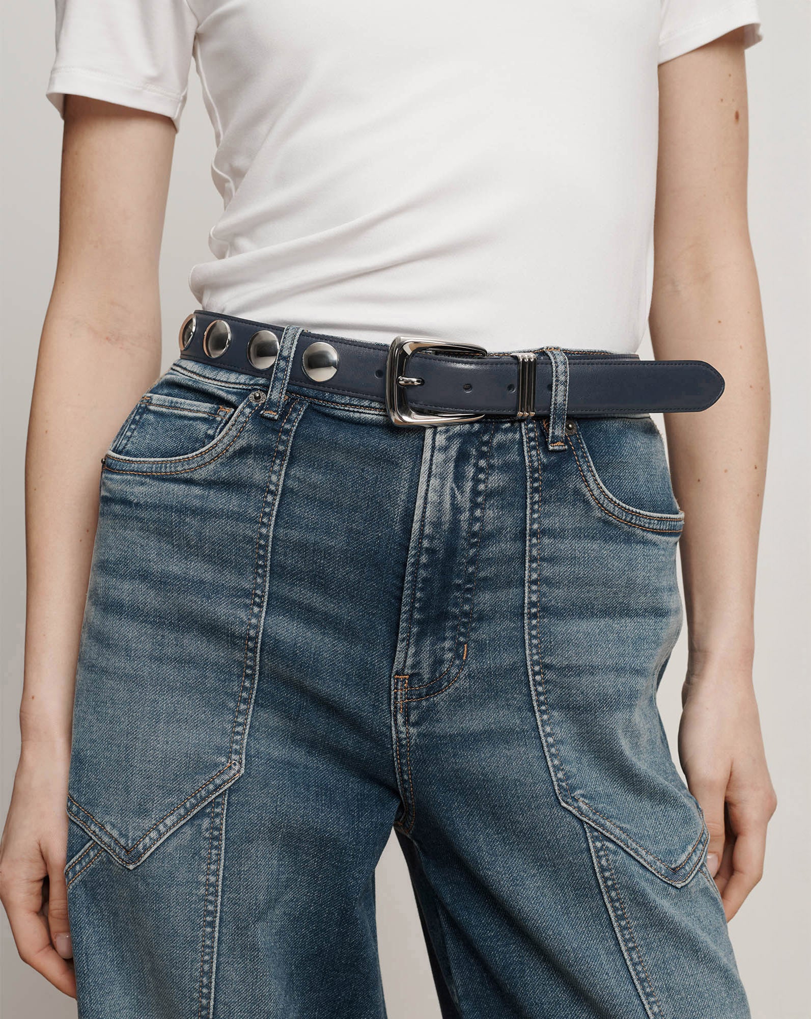 Arch Studded Leather Belt - Image 2
