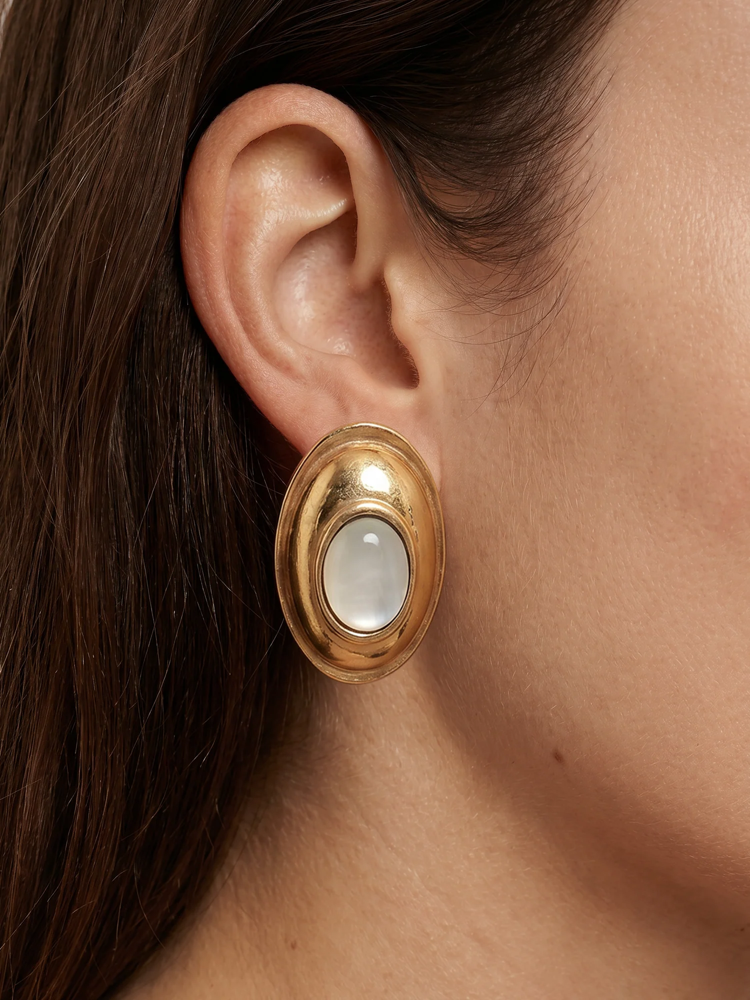 Cat’s Eye Cabochon Earring - Image 2