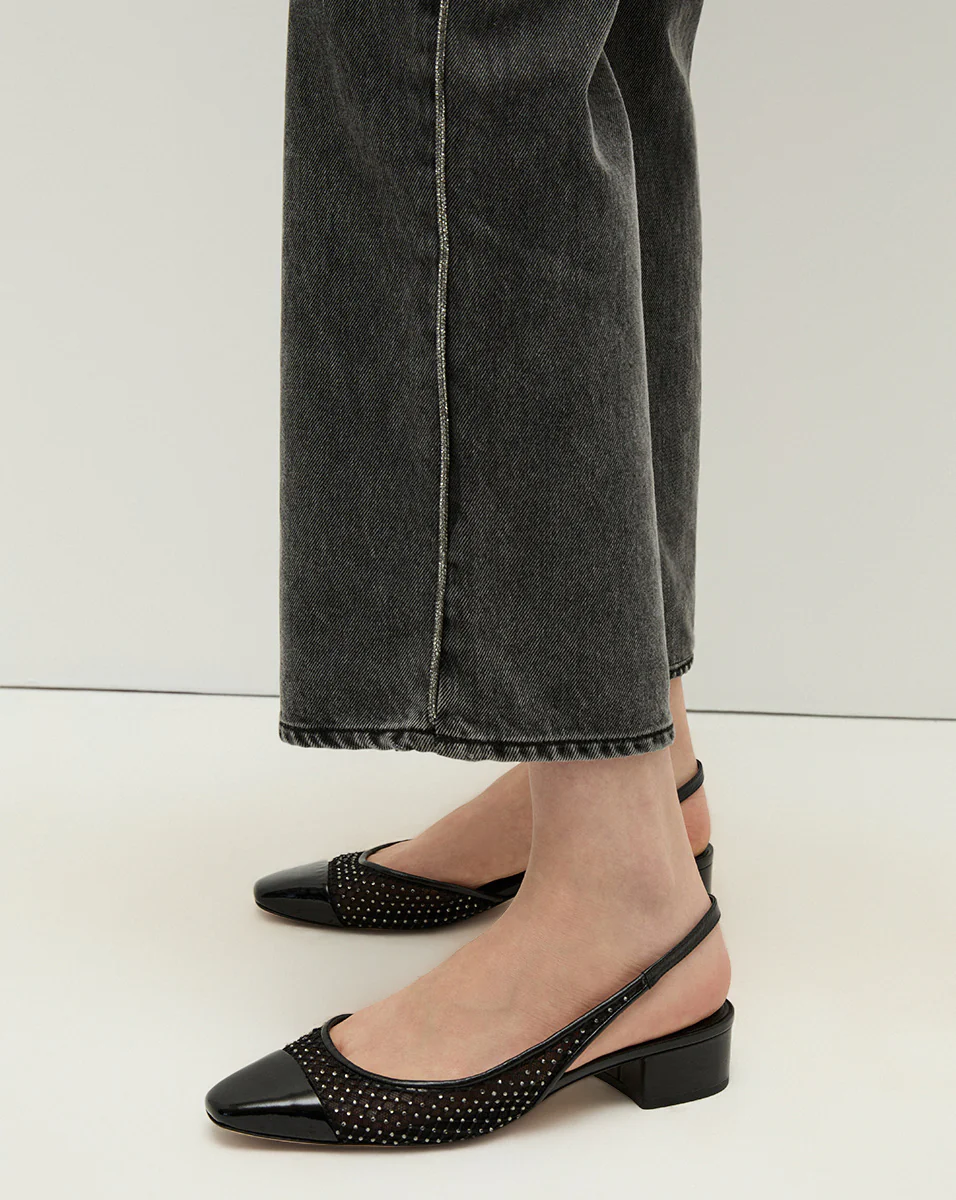 Cecile Rhinestone Mesh Cap-Toe Slingback - Image 5