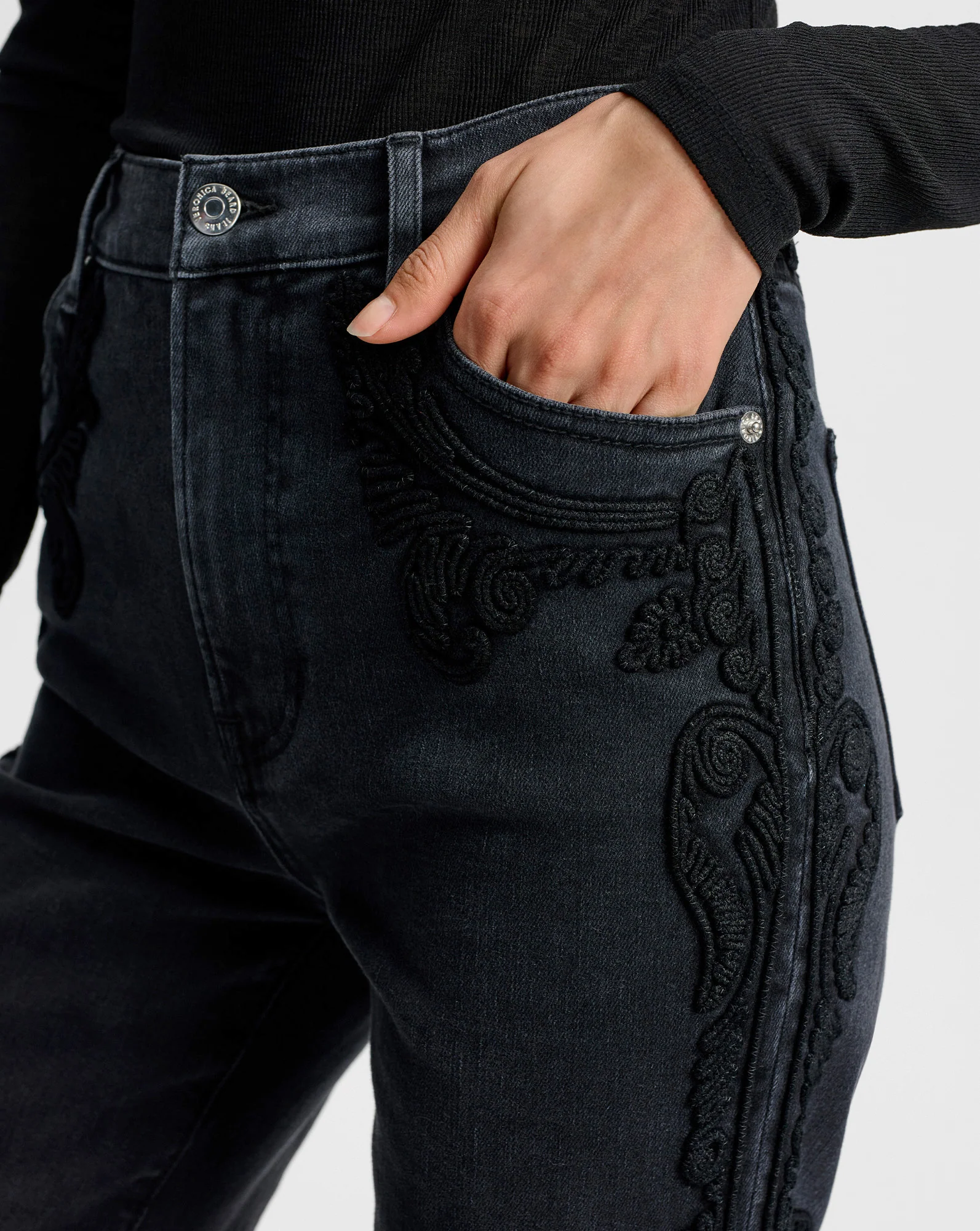 Crosbie Embroidered Slim Wide-Leg Jean - Image 7