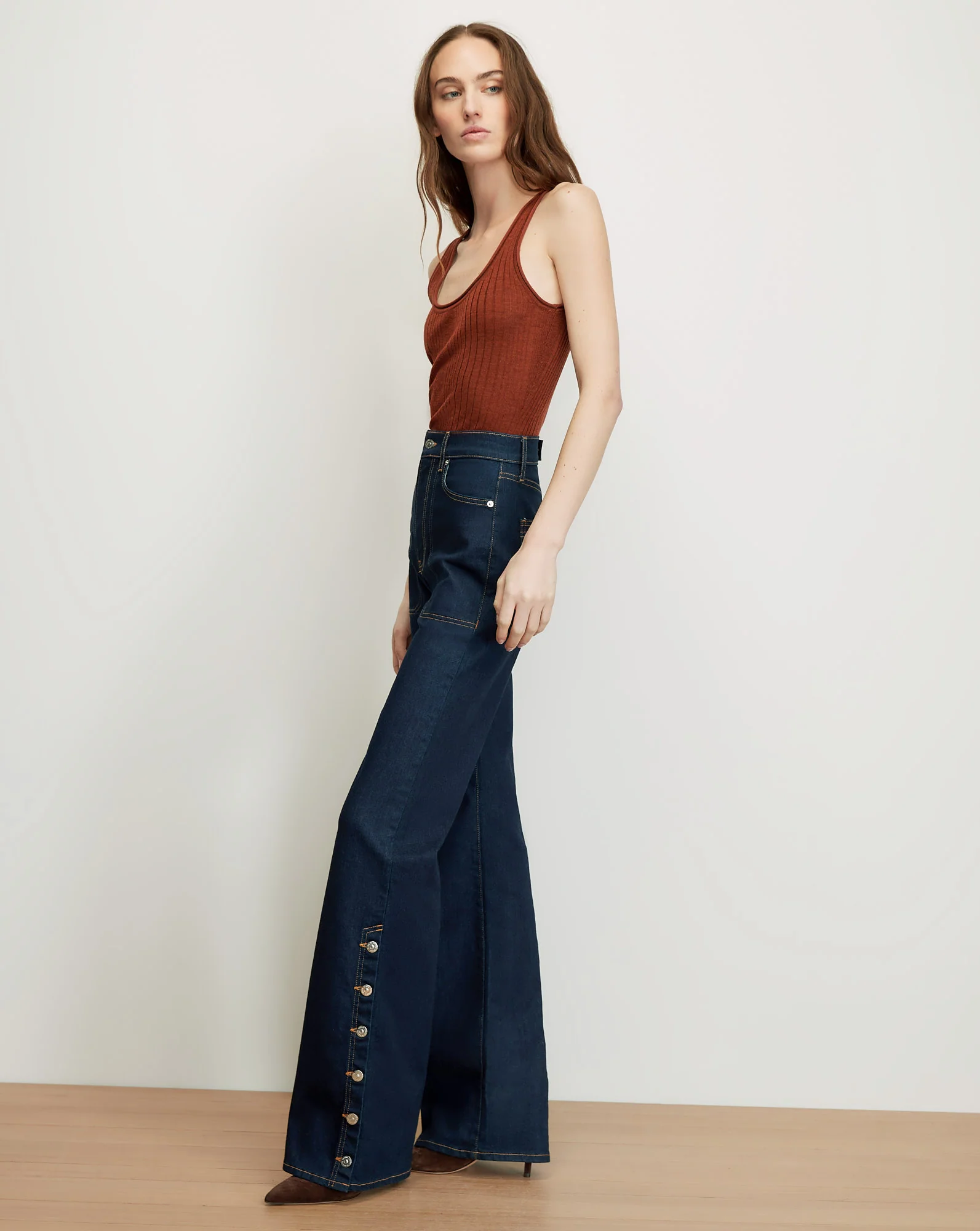 Crosbie Slim Wide-Leg Button-Seam Jean - Image 3