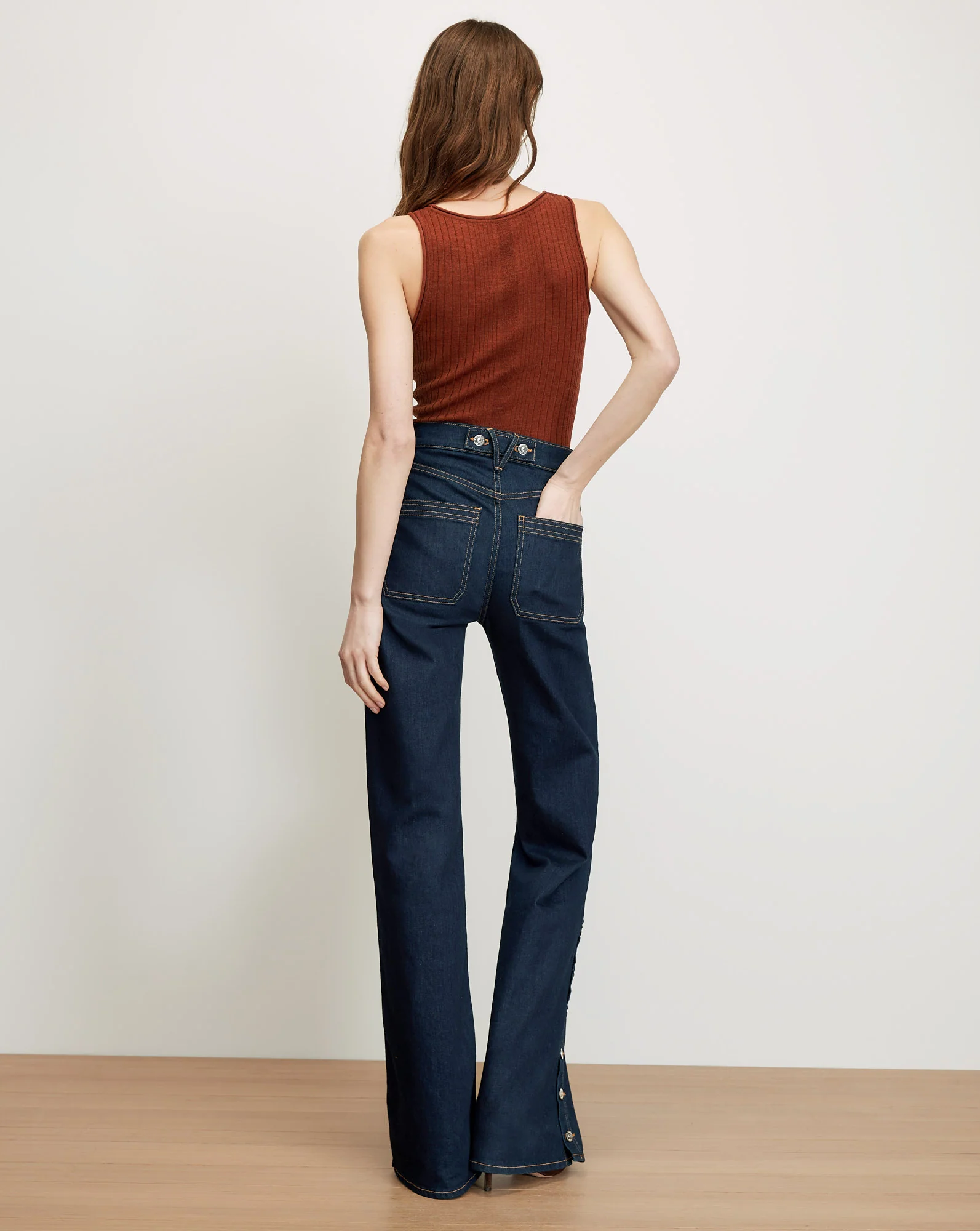 Crosbie Slim Wide-Leg Button-Seam Jean - Image 5