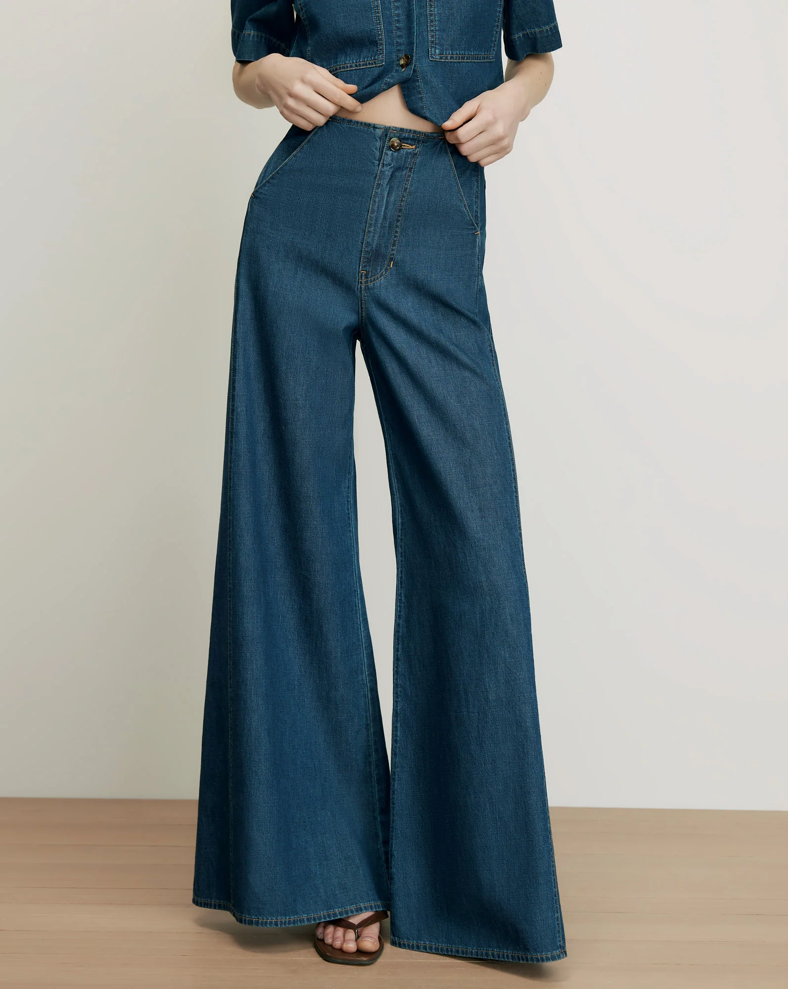 Digby Wide-Leg Chambray Pant - Image 2
