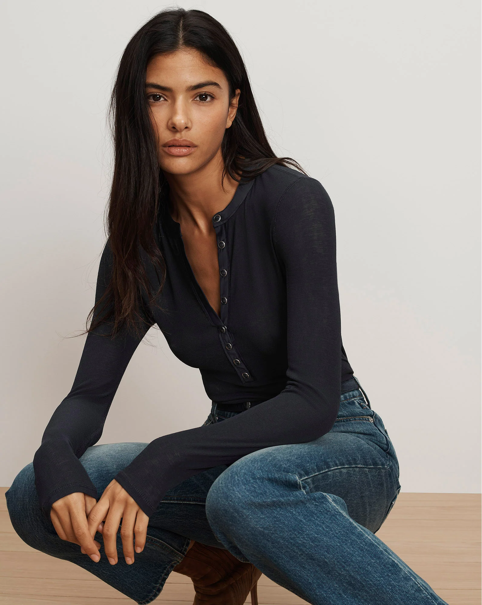 Drexler Ribbed Henley Top