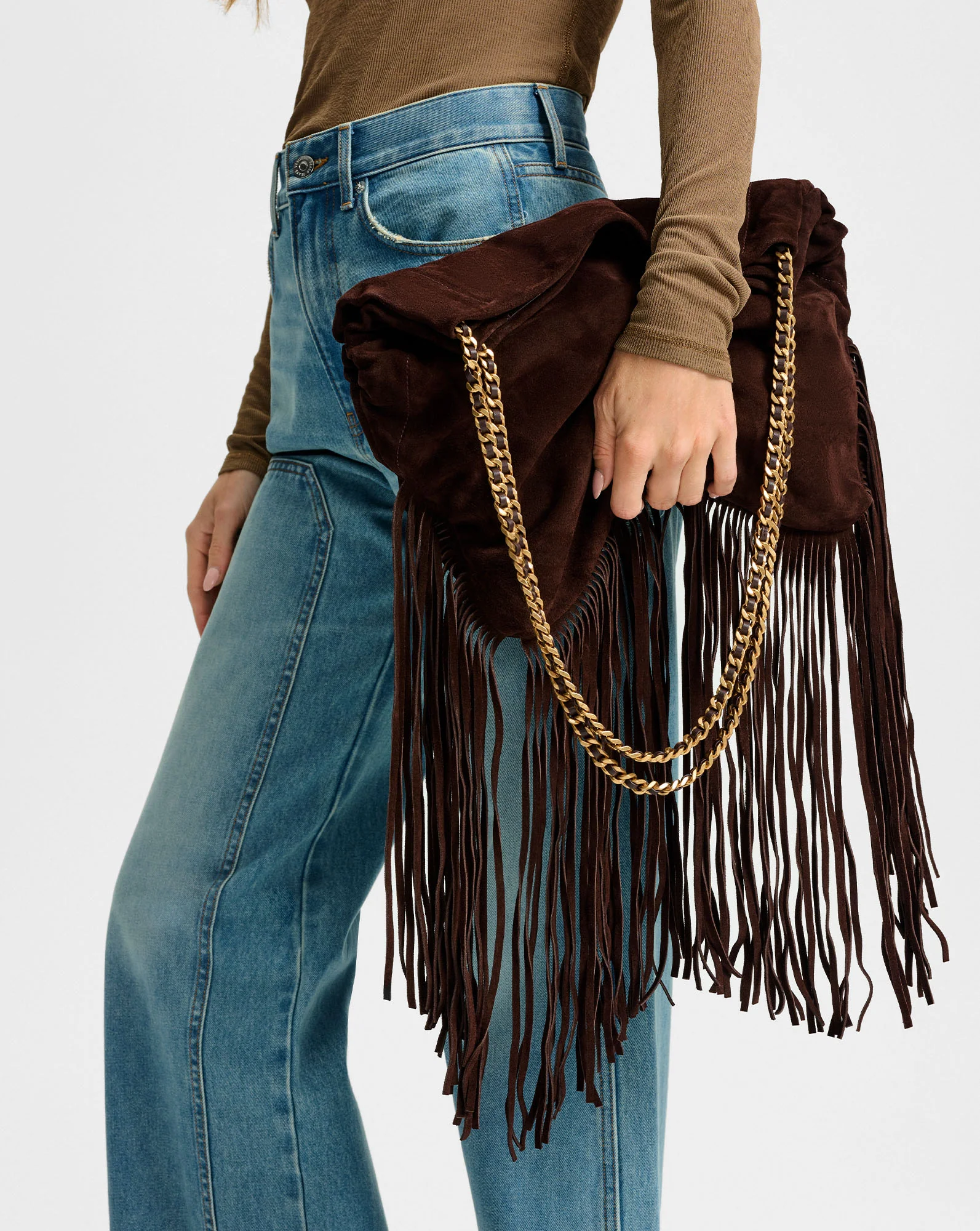 Large Fringe Veronica Beard Slouch Bag - Image 2
