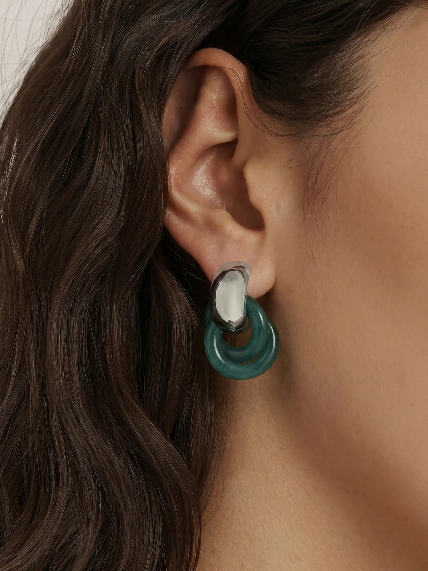 Resin Link Drop Hoop Earring - Image 2