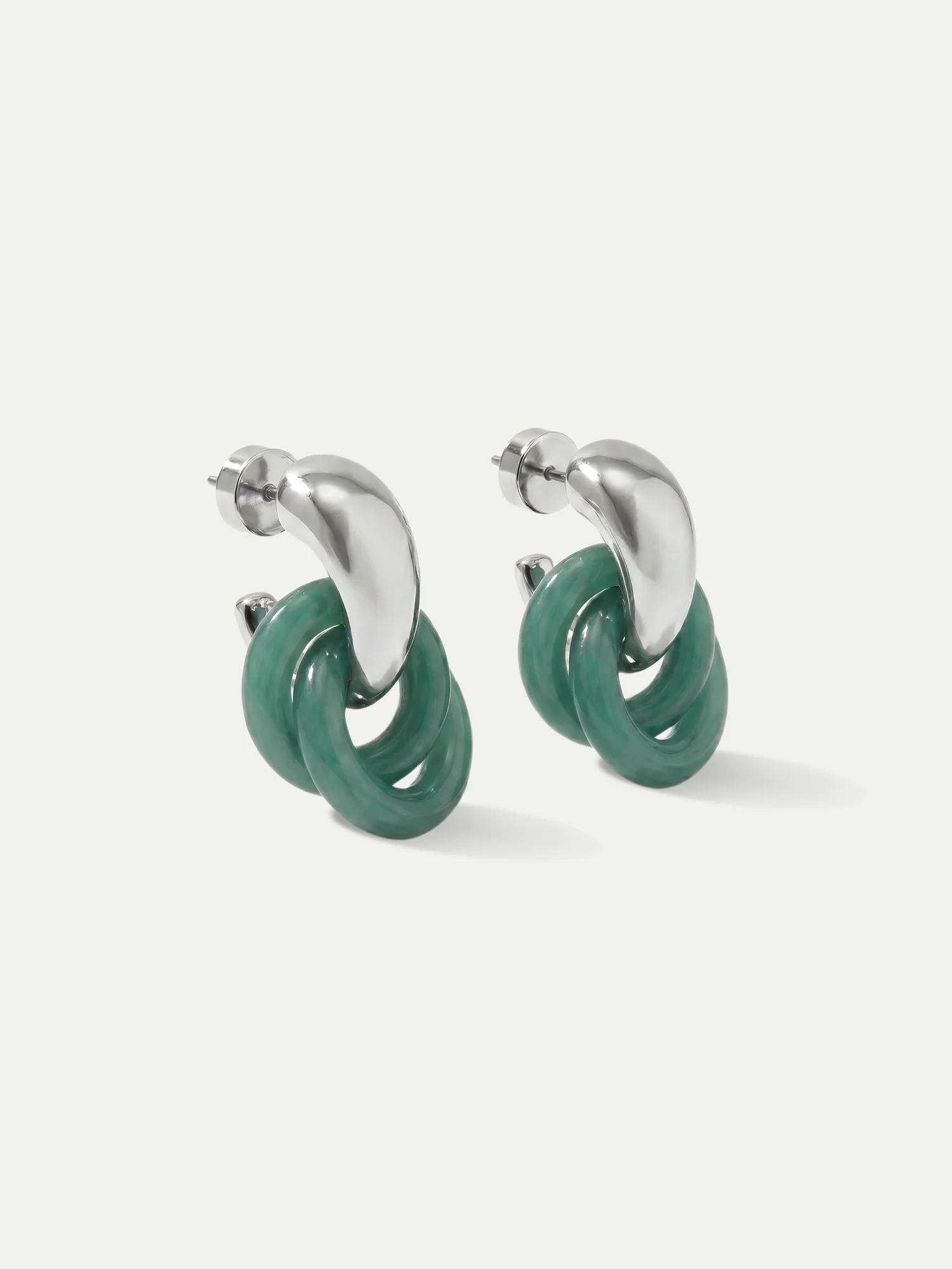 Resin Link Drop Hoop Earring - Image 4