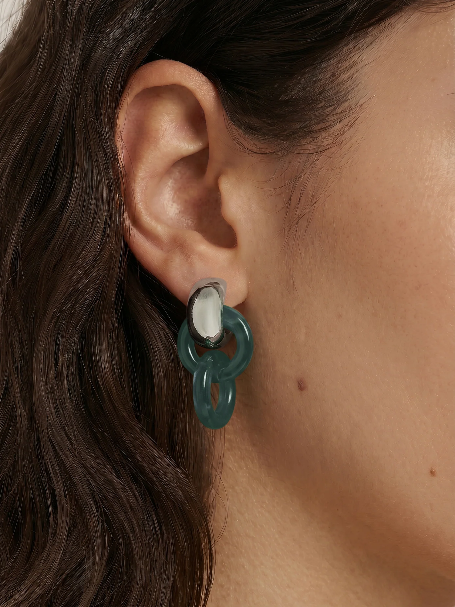 Resin Link Drop Hoop Earring - Image 6